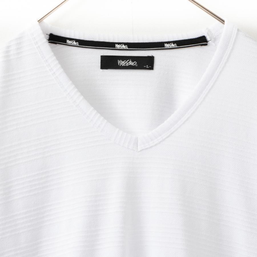 mossimo（モッシモ） Tシャツ メンズ 長袖 タックボーダー Vネック