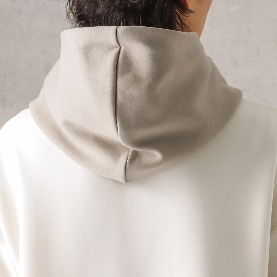 パーカー メンズ ポンチ素材 バイカラー 無地 ポケット プルオーバー スウェット カラー切替 フード付き シンプル ナチュラル ゆったり トップス