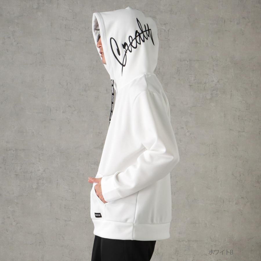 パーカー メンズ ポンチ素材 プルオーバー ロゴ 刺繍 ポケット