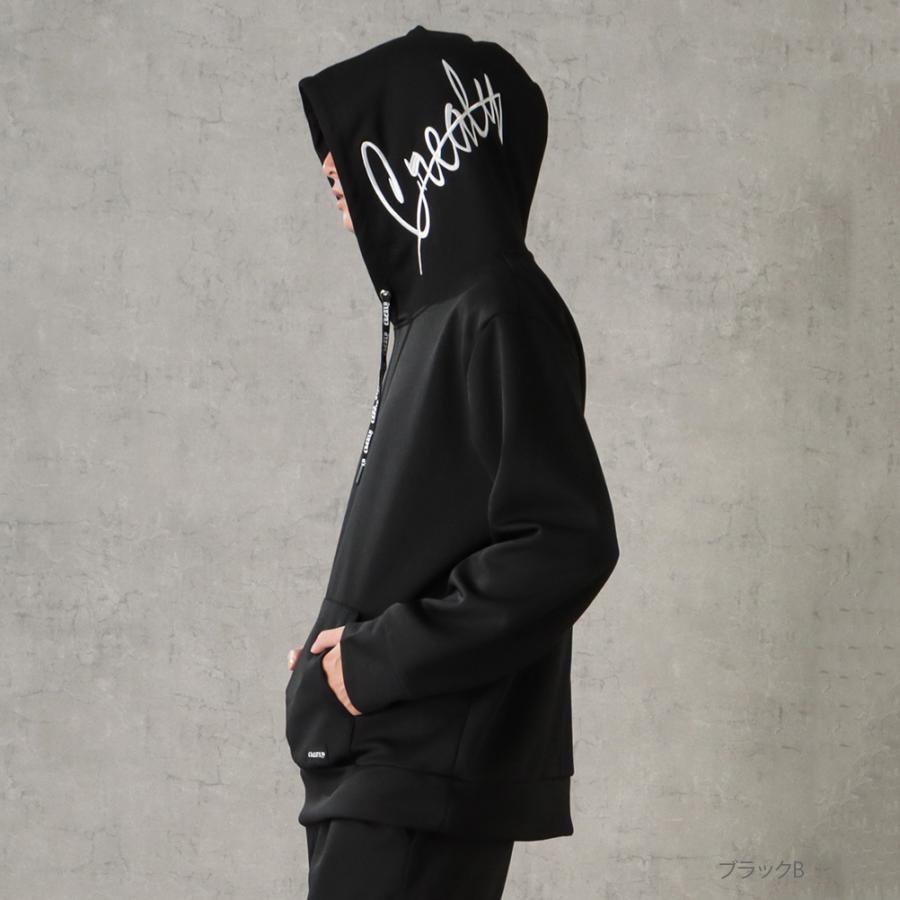 パーカー メンズ ポンチ素材 プルオーバー ロゴ 刺繍 ポケット