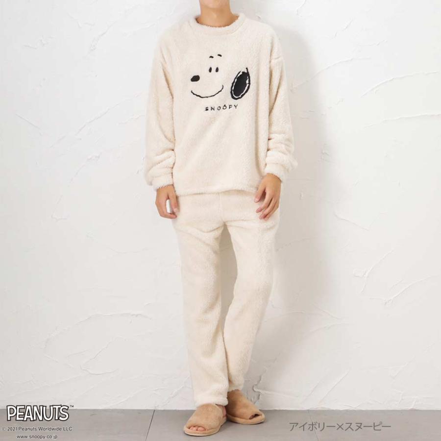 Peanuts ピーナッツ Snoopy スヌーピー ルームウェア パジャマ メンズ 上下セット 長袖 ボア 刺繍 ウエストゴム 紐 部屋着 Mac House マックハウス 通販 Paypayモール