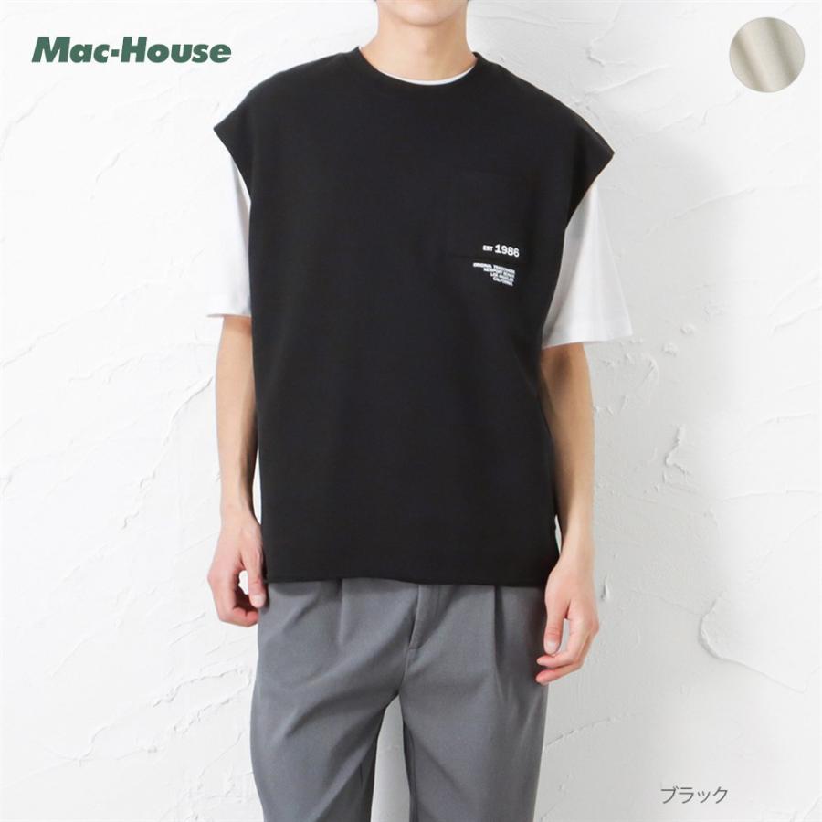 Mossimo モッシモ 裏毛ベスト 半袖tシャツ アンサンブル メンズ 無地 クルーネック プルオーバー 5分袖 2点セット セットアイテム ブランド 人気 トップス Mac House マックハウス 通販 Paypayモール