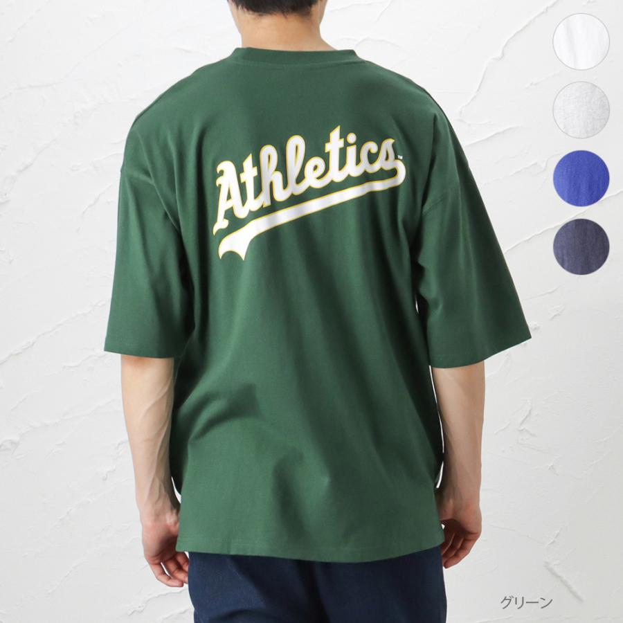 MLB☆メジャー アスレチックス プリントロゴ 半袖 シャツ ユニフォーム