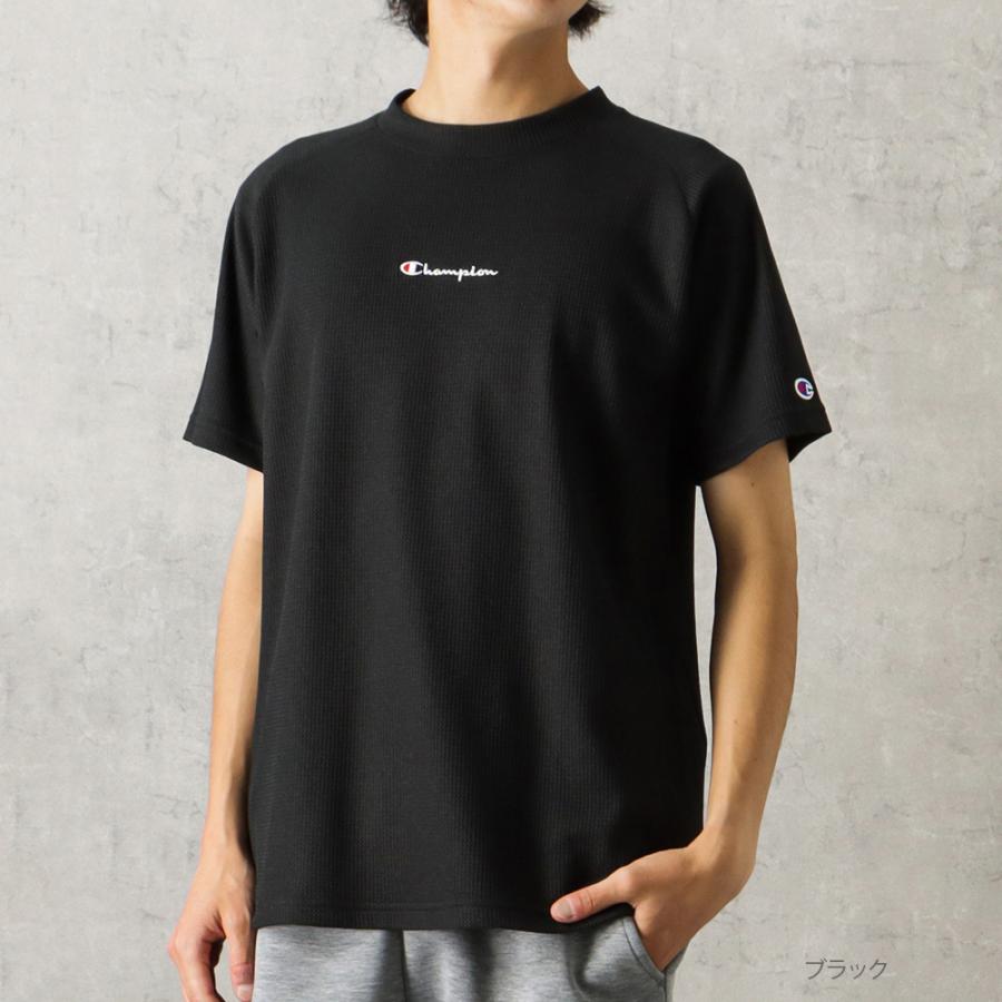 Champion チャンピオン 半袖Tシャツ メンズ 速乾 UVカット 遮熱 ワッフル ブランドロゴ 刺繍 ブランド 人気 トップス ネコポス対応｜machouse｜02