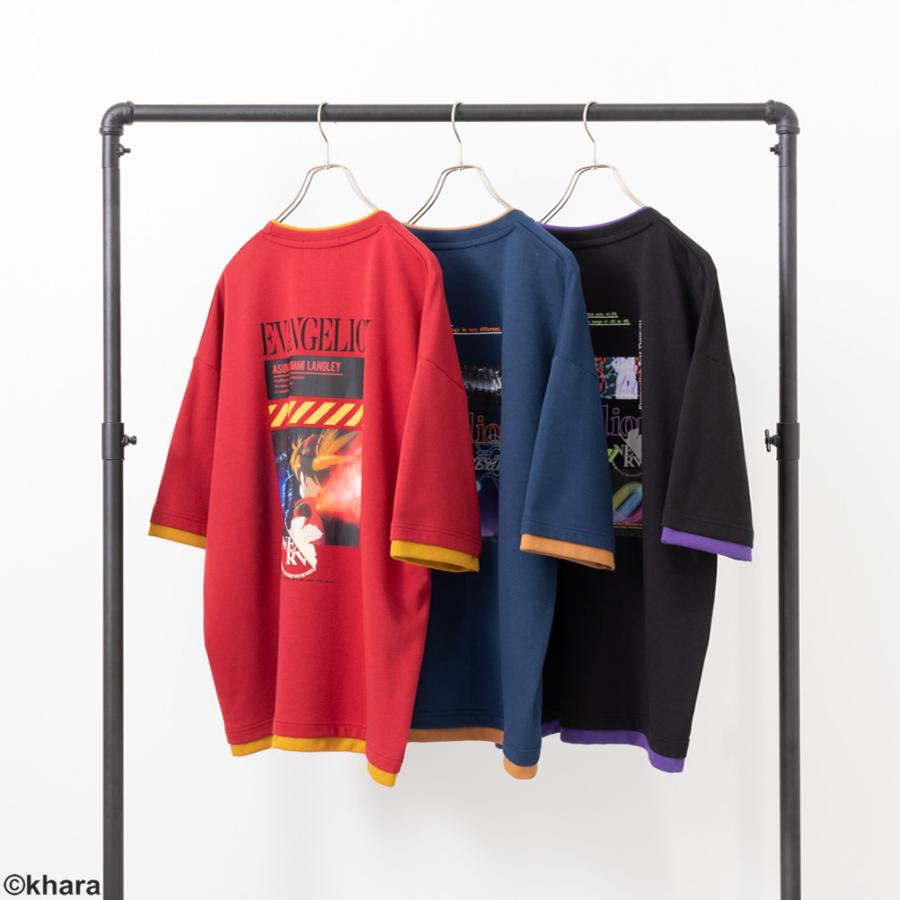 EVANGELION エヴァンゲリオン Tシャツ 5分袖 7分袖 メンズ フェイク 