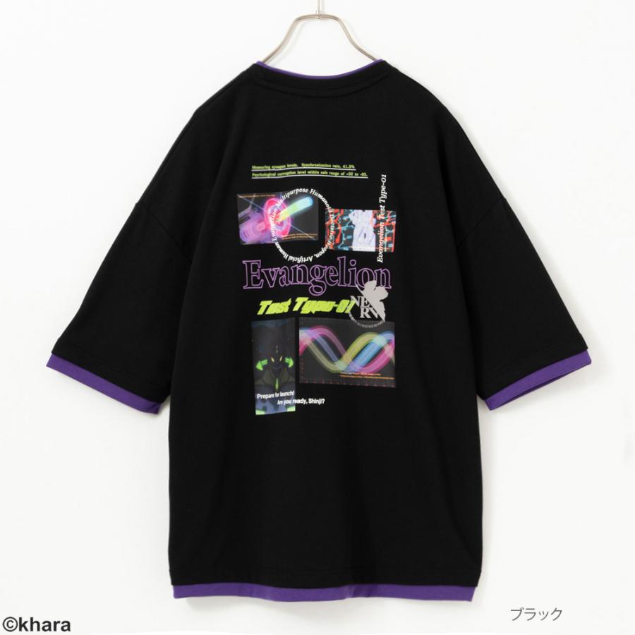 EVANGELION エヴァンゲリオン Tシャツ 5分袖 7分袖 メンズ フェイク 