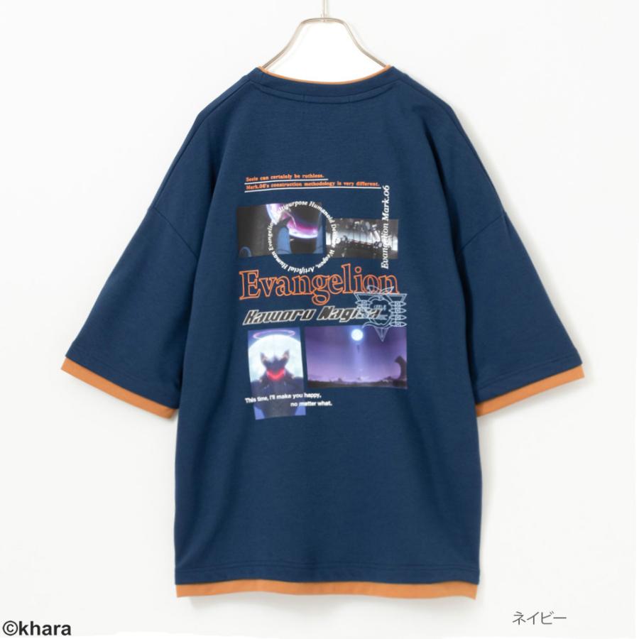 EVANGELION エヴァンゲリオン Tシャツ 5分袖 7分袖 メンズ フェイク 
