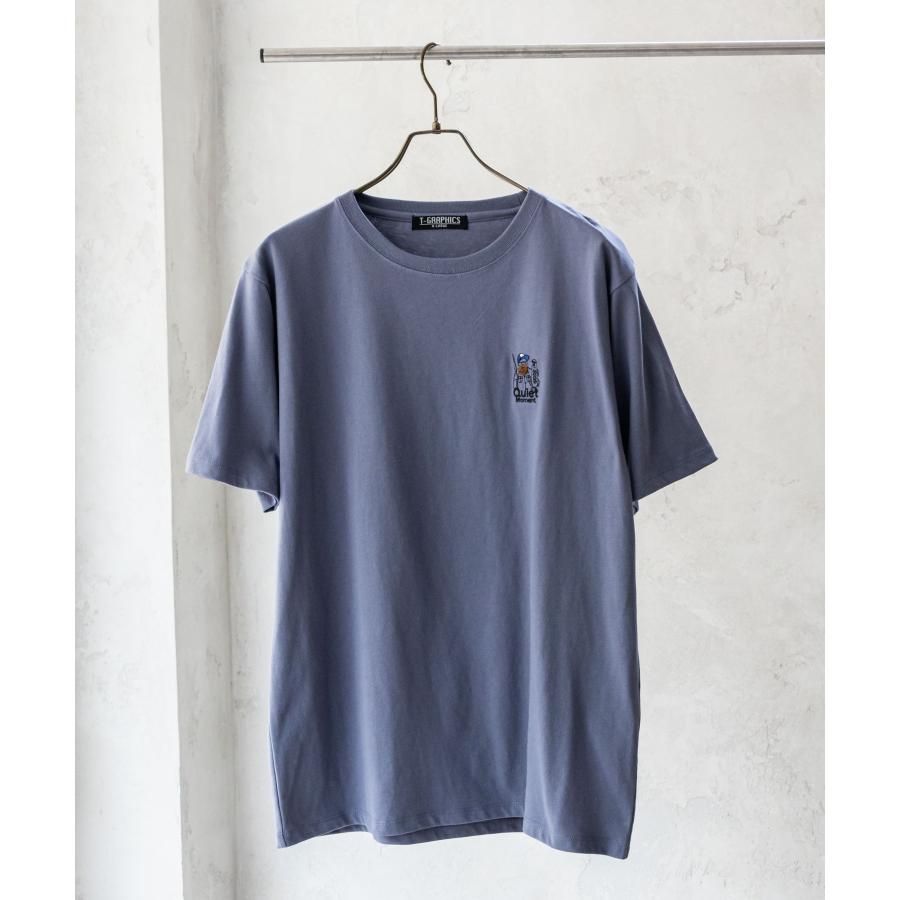 Tシャツ メンズ 半袖 ワンポイント サガラ刺繍 クルーネック