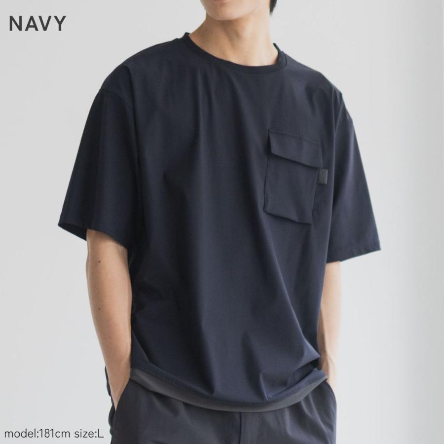 NAVY Tシャツ メンズ 半袖 5分袖 冷感 ひんやり ストレッチ ドライ UV