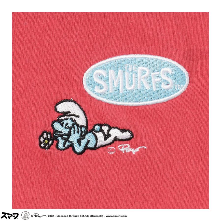 Smurf スマーフ ラガーシャツ 半袖Tシャツ 5分袖 メンズ 綿100