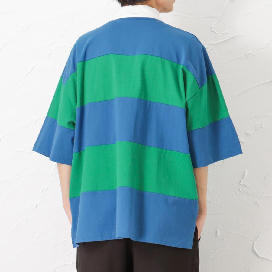 Smurf スマーフ ラガーシャツ 半袖Tシャツ 5分袖 メンズ 綿100