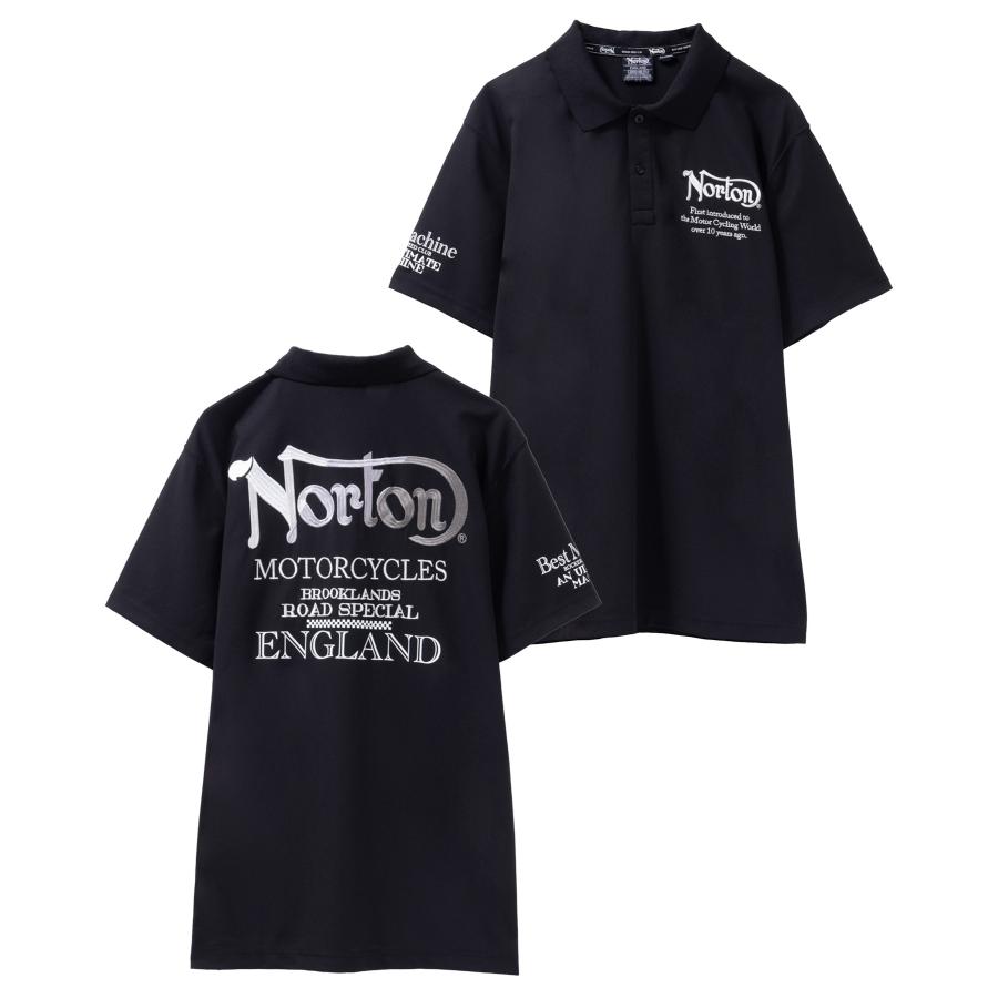 Norton ブラック ポロシャツ　2xlサイズ ノートン（NORTON） ポロシャツ メンズ 半袖 日本限定 吸水速乾 ドライ