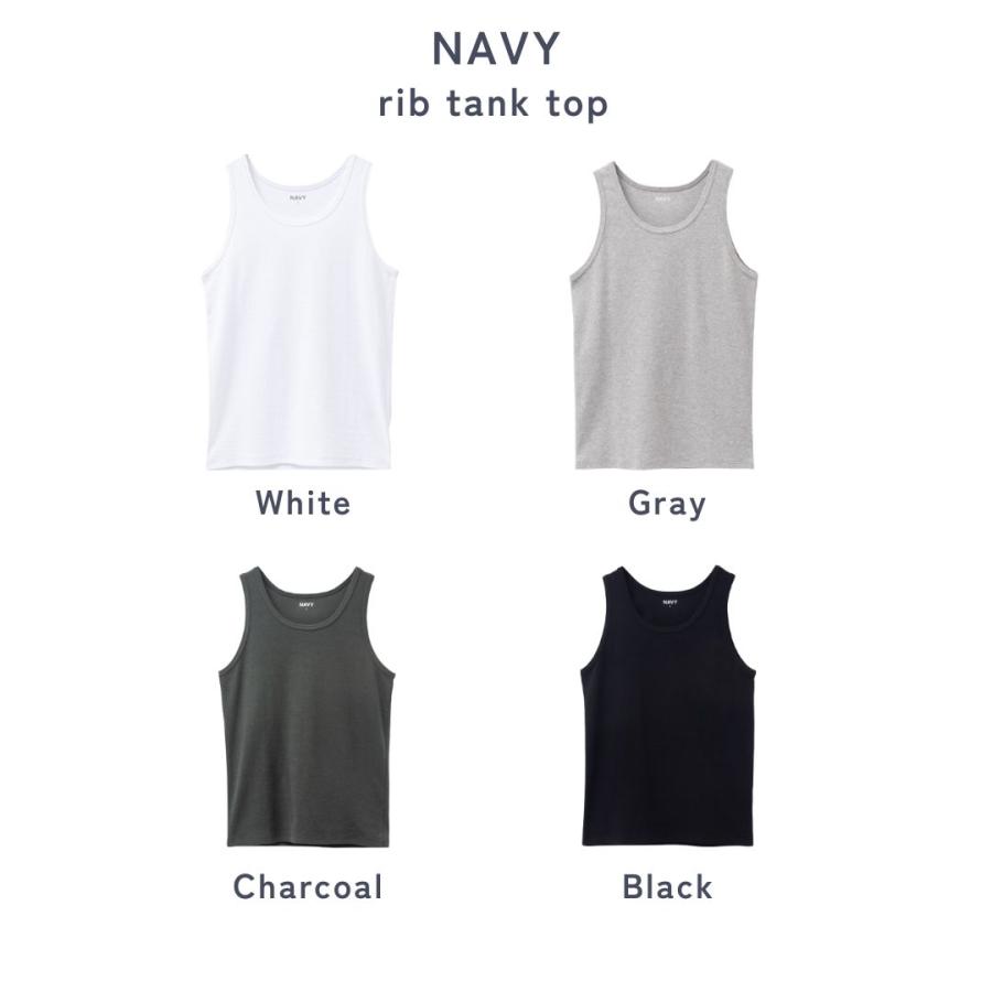 NAVY タンクトップ メンズ リブ ストレッチ 吸水性 無地 シンプル