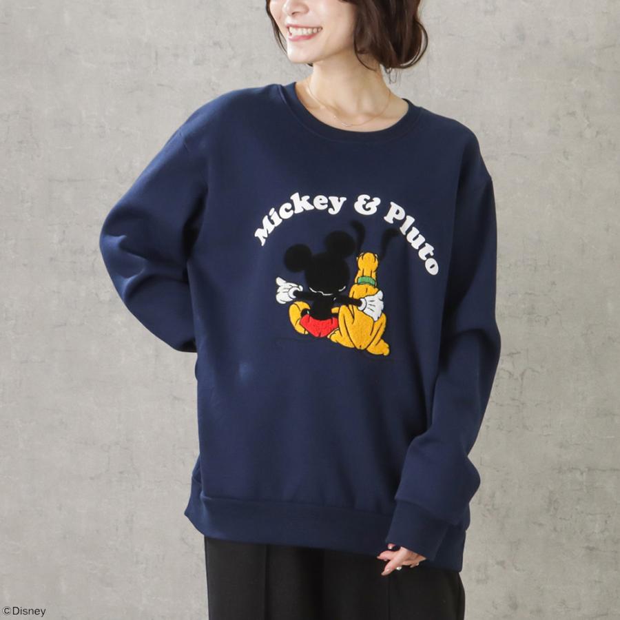 Disney ディズニー ミッキー&プルート / トレーナー スウェット 裏起毛