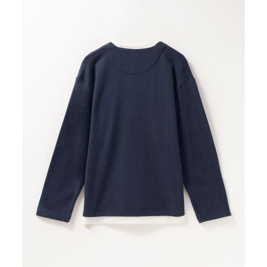 NAVY Tシャツ メンズ 長袖 温℃ 起毛 フェイクレイヤード 無地 ロンT