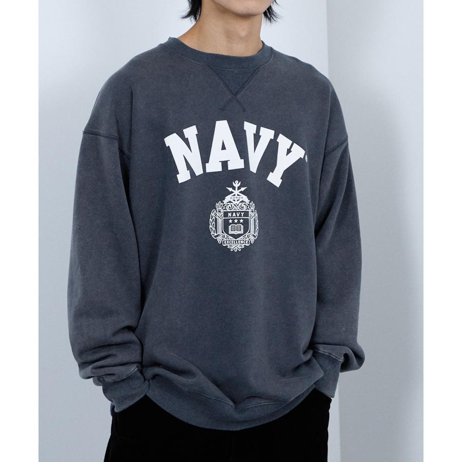 NAVY 裏起毛 トレーナー メンズ 暖かい 綿混 大きめ ゆったり カレッジ