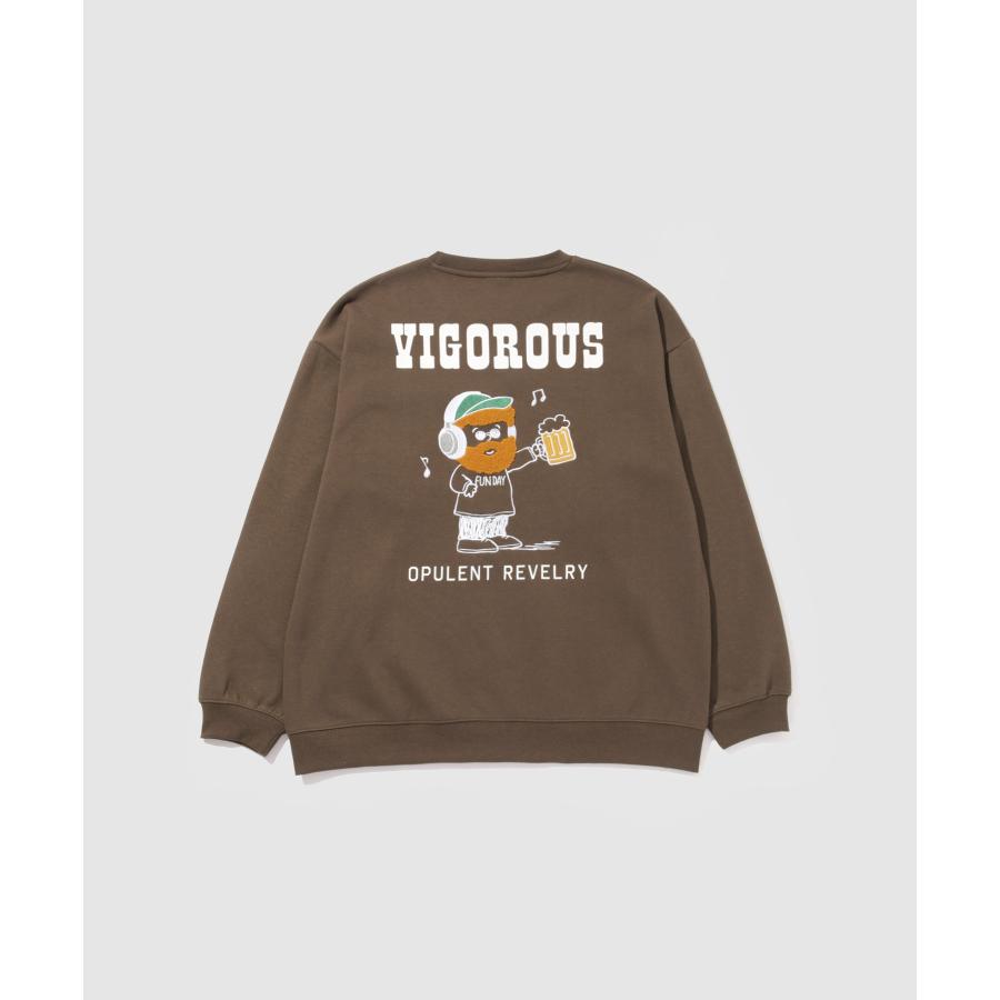 裏起毛 トレーナー メンズ 暖かい スウェット 髭 おじさん サガラ刺繍