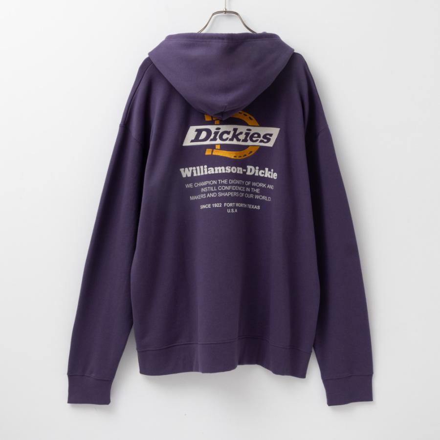 ダークブルーフーディ グラフィックプリント Dickies（ディッキーズ） 別注バックプリント裏毛グラフィックプル