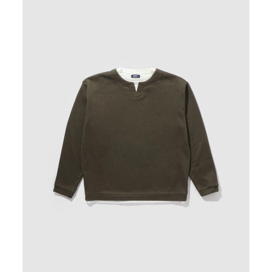 NAVY 裏起毛 トレーナー メンズ スウェット フェイクレイヤード 長袖 T