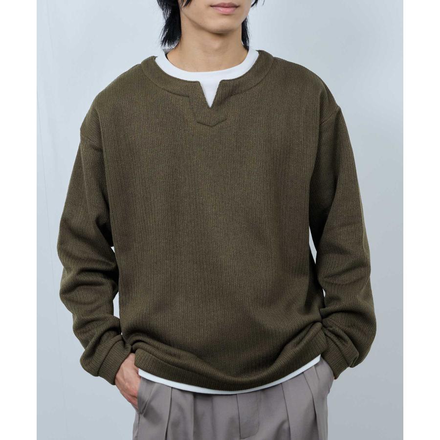 NAVY 裏起毛 トレーナー メンズ スウェット フェイクレイヤード 長袖 T