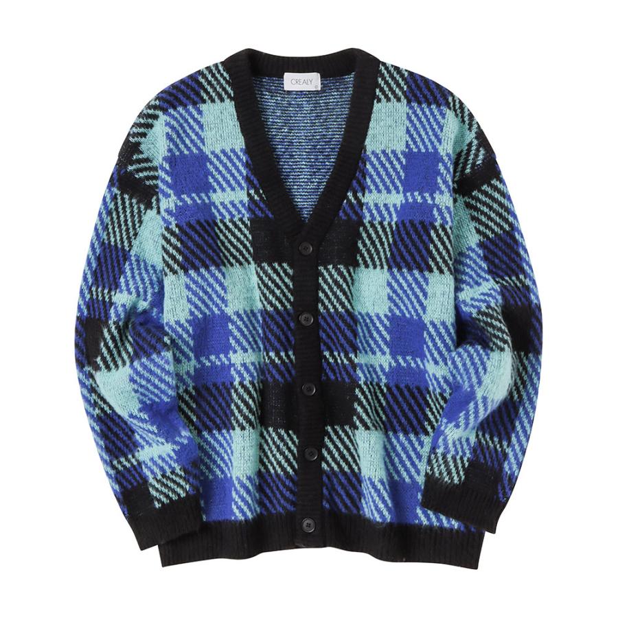 カーディガン メンズ シャギー カラバリ豊富 Vネック 総柄 ボタン