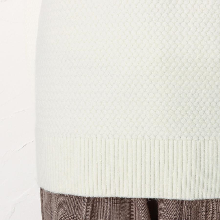 NAVY ニット セーター メンズ モックネック 切替 バスケット編み