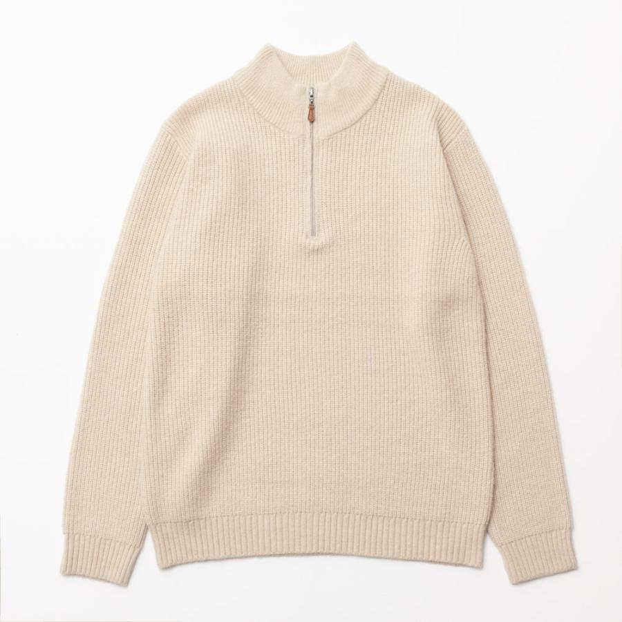 NAVY 快適ニット 畦ハーフジップ メンズ セーター ストレッチ ウール