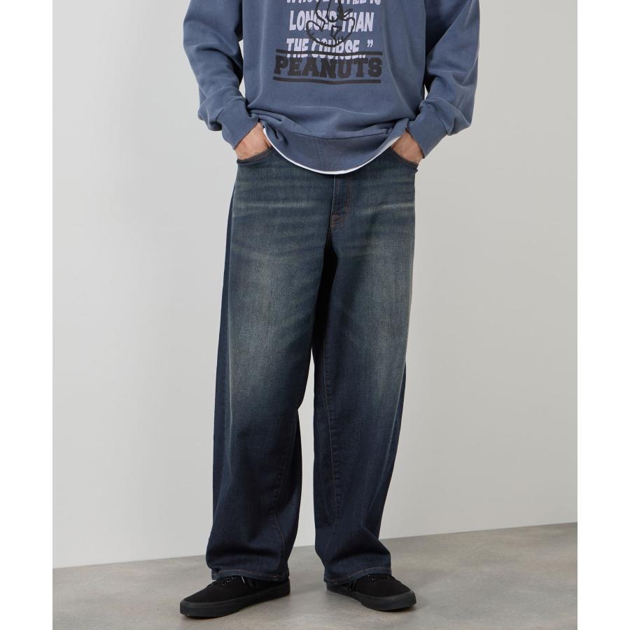 NAVY マイデニ デニムパンツ メンズ バレルレッグ ストレッチ ポケット