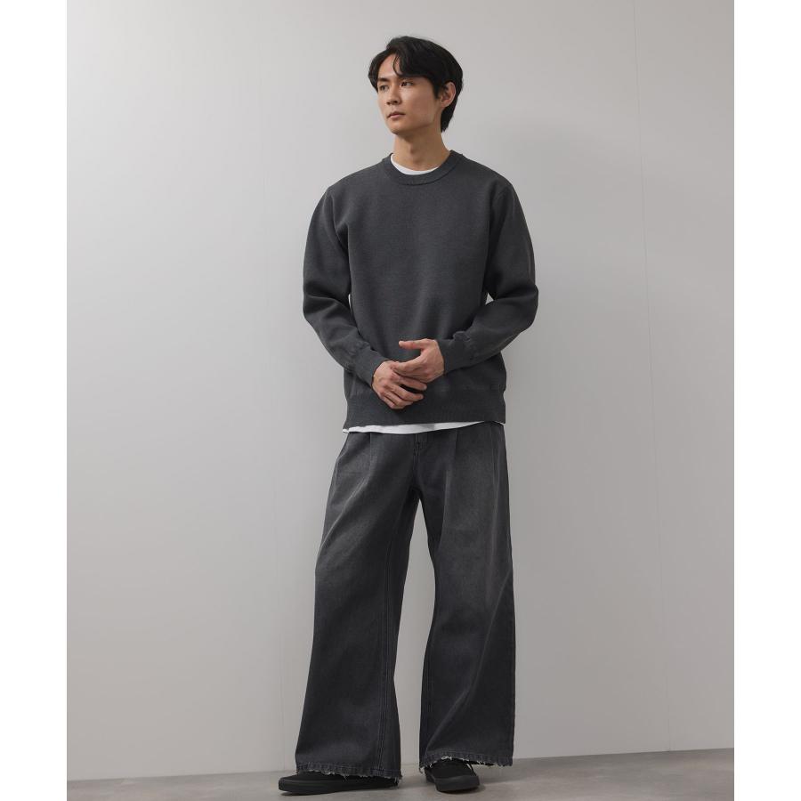 ワイドパンツ メンズ 裾ダメージ デニムパンツ ジーンズ ジーパン