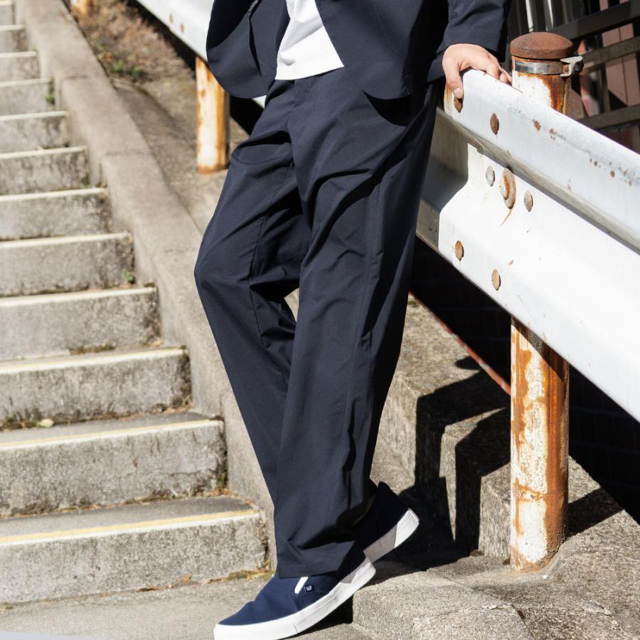 NAVY テーパードパンツ メンズ ストレッチ 速乾 バックゴム 紐 無地