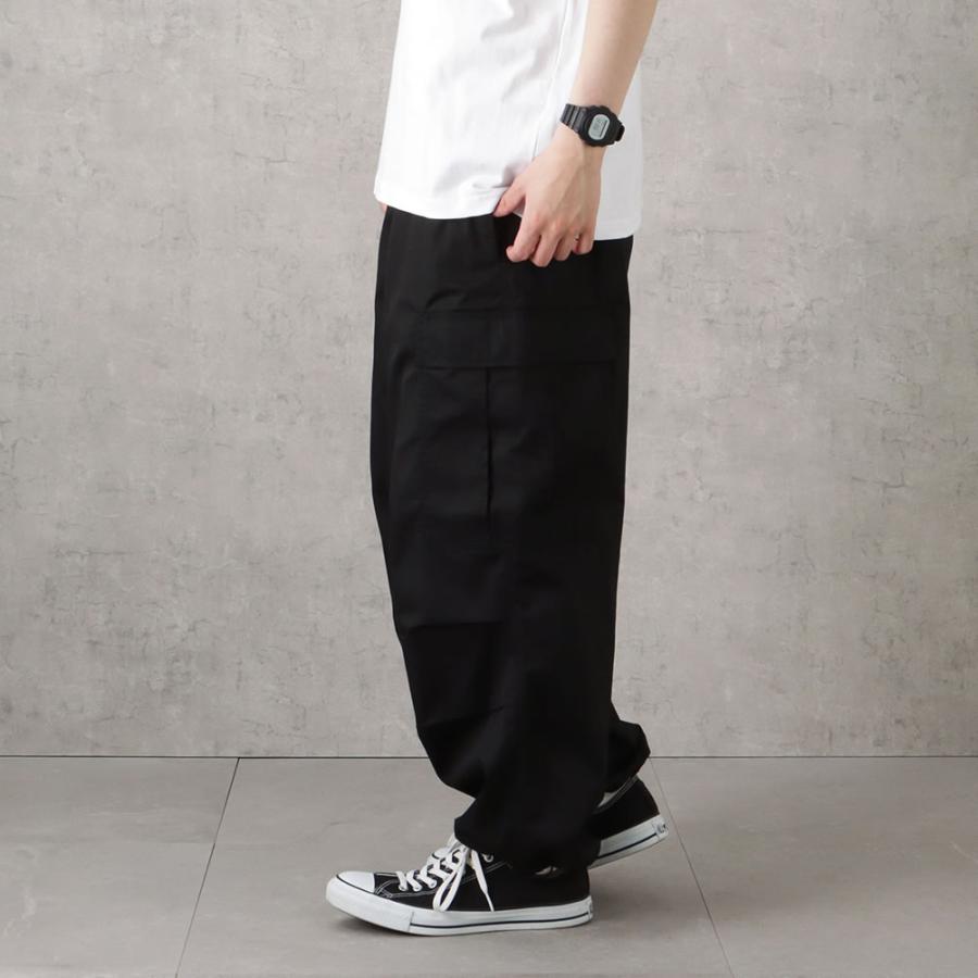 NAVY カーゴパンツ メンズ ビッグシルエット 無地 ウエストゴム 紐