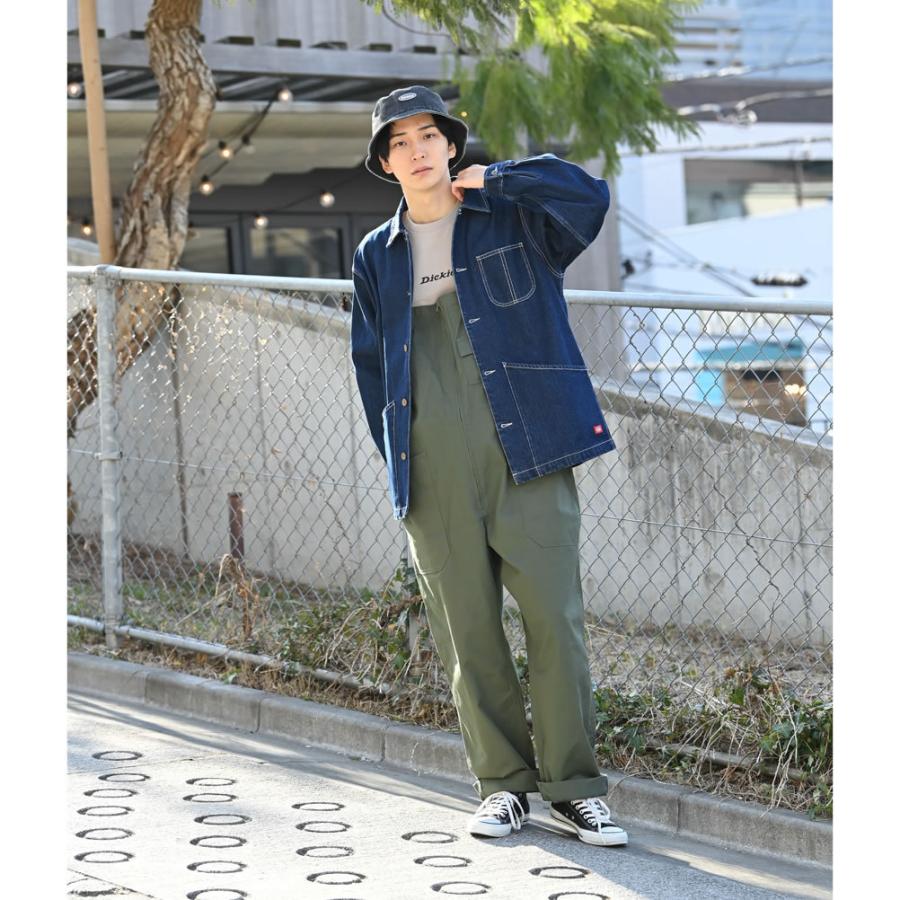 Dickies ディッキーズ オーバーオール メンズ 綿100％ ジップアップ ロゴ デニム ジーンズ ゆったり ボトムス｜machouse