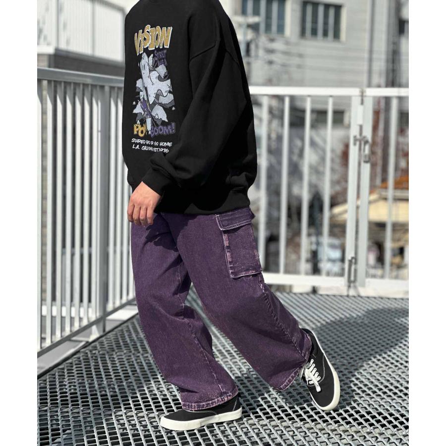 紫カーディガンと黒カーゴパンツセット 2WAYブロークンカーディガン＋フェイクレザーパンツ／SET｜INGNI