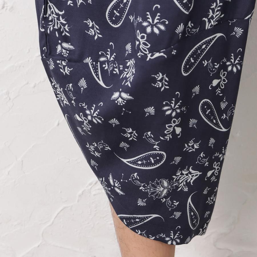 NAVY イージーパンツ メンズ レーヨン 紐 ゆったり 無地 総柄 ドレープ