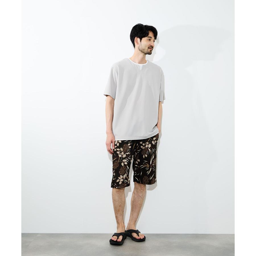 NAVY ショートパンツ メンズ 通気性 ドライ ボタニカル柄 リゾート