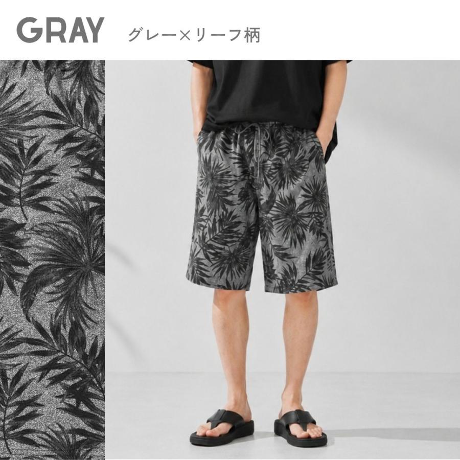 NAVY ショートパンツ メンズ 通気性 ドライ ボタニカル柄 リゾート