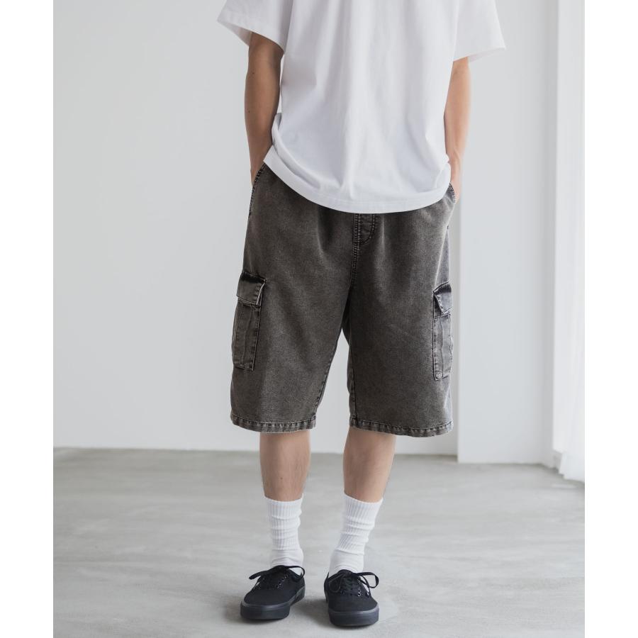 NAVY ショートパンツ メンズ 8オンス ケミカルウォッシュ ウエストゴム