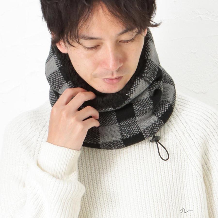 ネックウォーマー メンズ スヌード チェック柄 裏起毛 サスティナブル 絞り紐付き 暖かい Mac House マックハウス 通販 Paypayモール