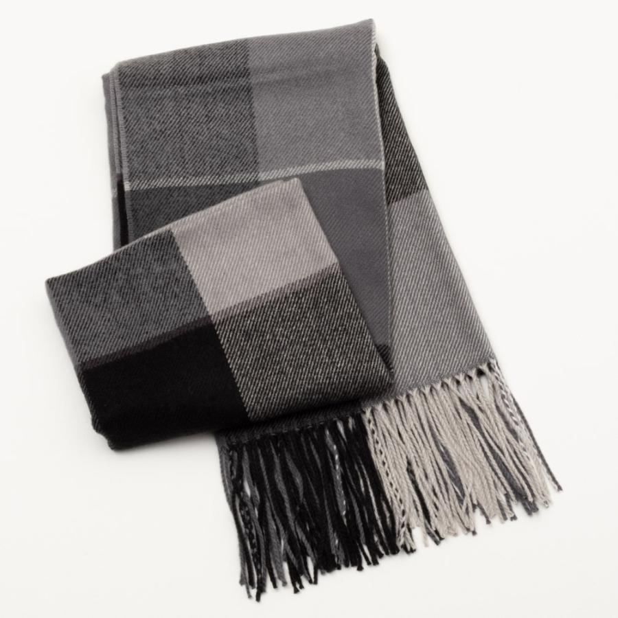 NAVY マフラー メンズ ストール 静電気軽減 防寒 チェック柄 アクリル