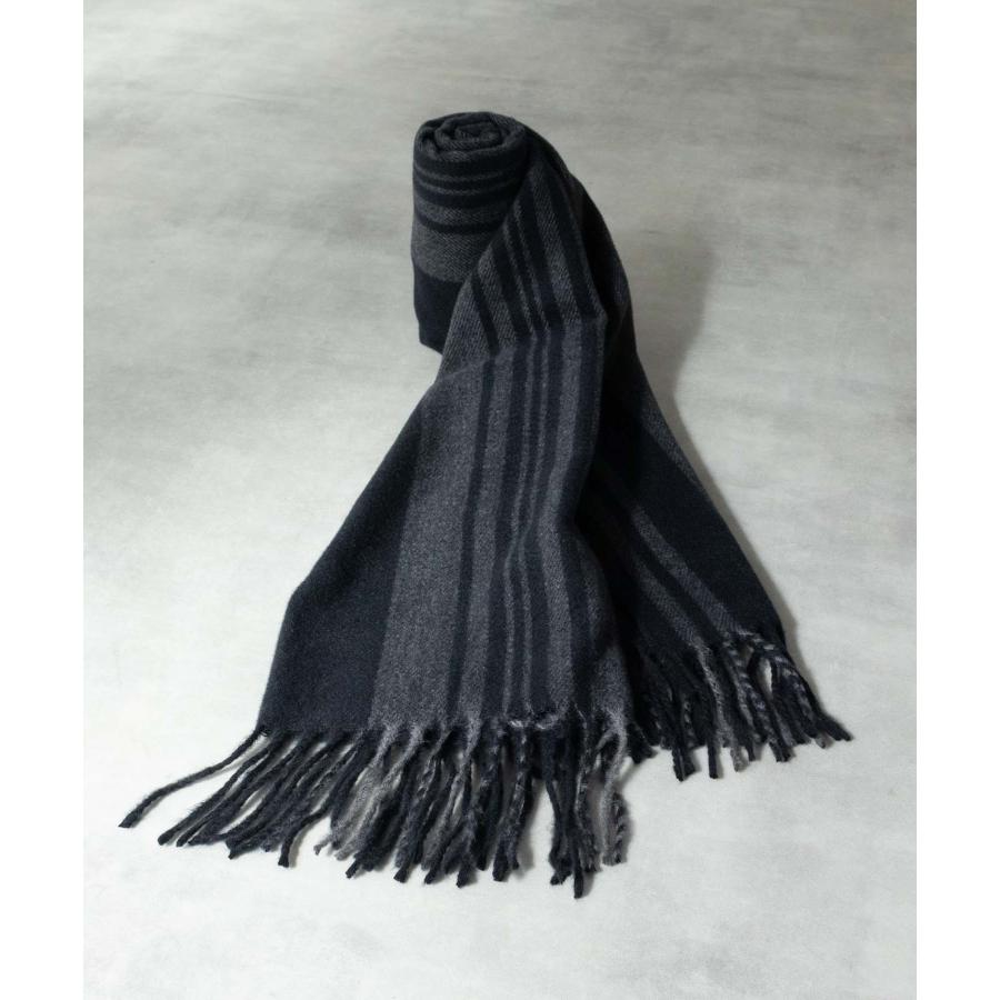 NAVY マフラー ストール メンズ 大判 暖かい ストライプ 無地 切替え