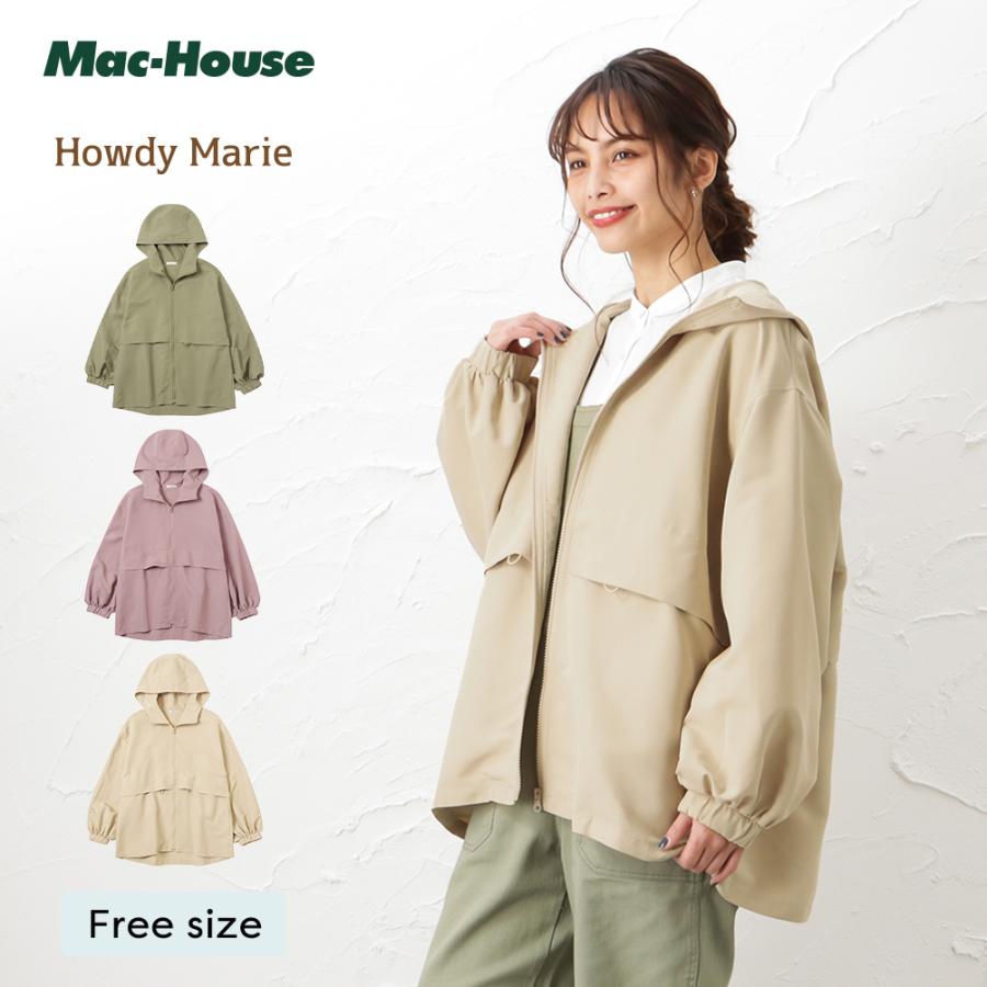 Howdy Marie マウンテンパーカー レディース 薄手 ウエスト紐 ジップ 