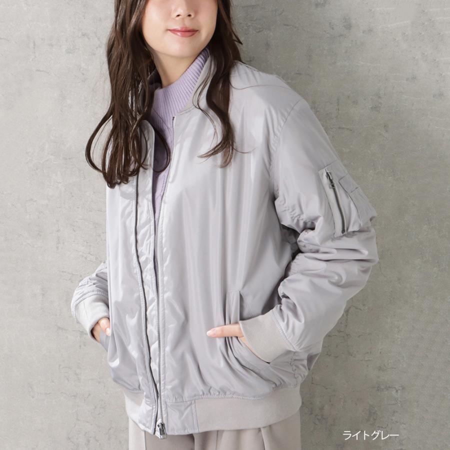 NAVY MA-1 フライトジャケット レディース 中綿 撥水 無地 ゆったり 米