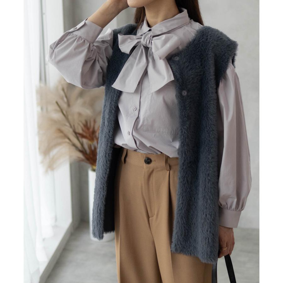 専用　Hushush グレー ファーコート HusHusH（ハッシュアッシュ） ベスト レディース ファー 無地 前開き