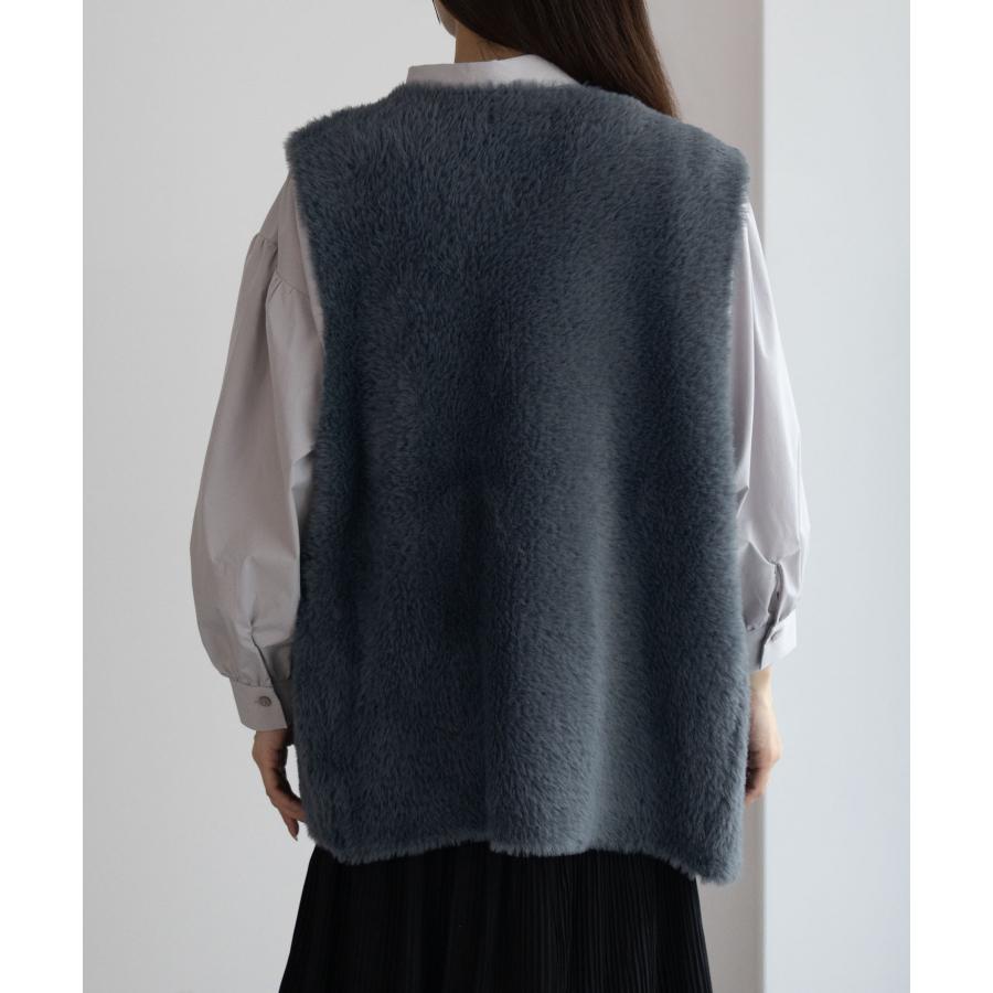 HusHusH（ハッシュアッシュ） ベスト レディース ファー 無地 前開き