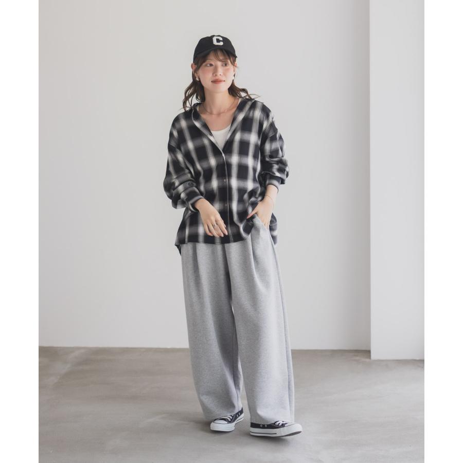 Willow Pants　オモテ　パジャマシャツ オンブレチェック NAVY シャツ レディース 長袖 ゆったり 大きめ オンブレチェック