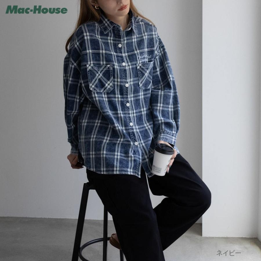 UNDERWRAPS シャツ 長袖 綿100% レディース デニム チェック