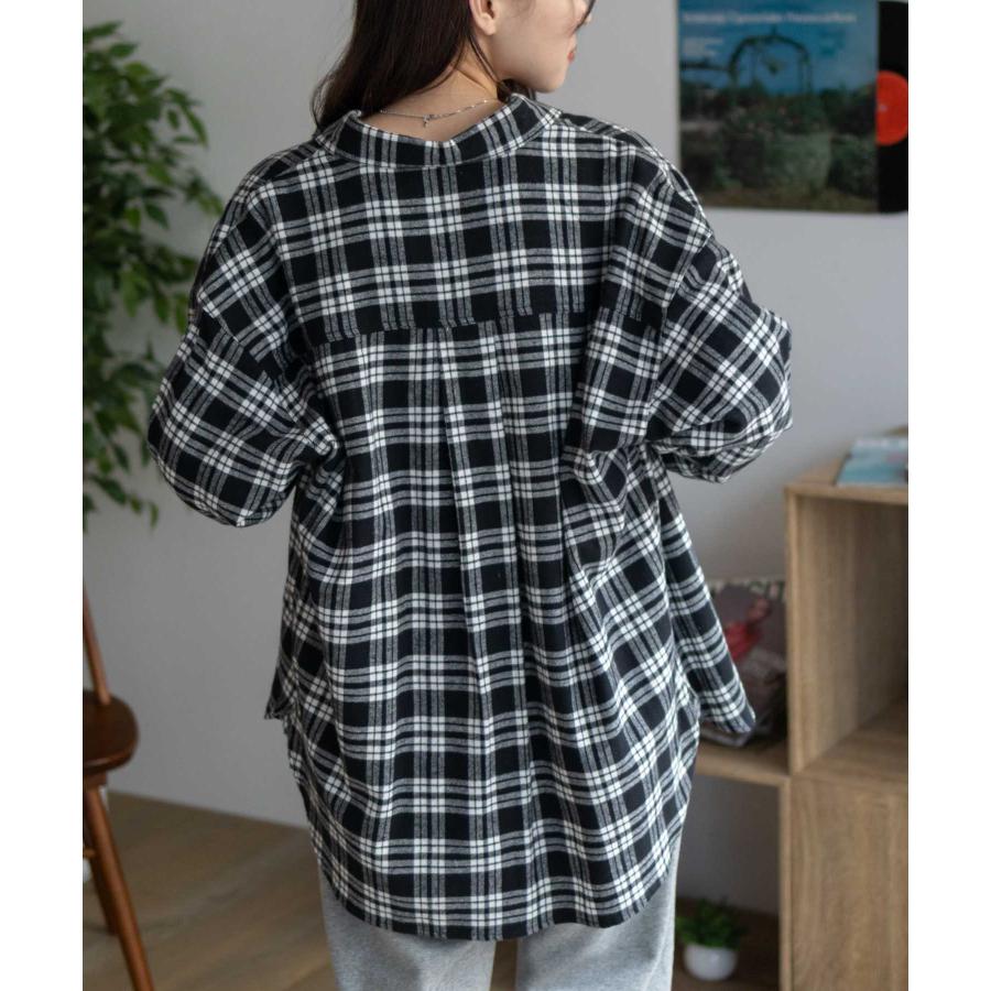 NAVY シャツ レディース 長袖 綿100％ オーガニックコットン バンド