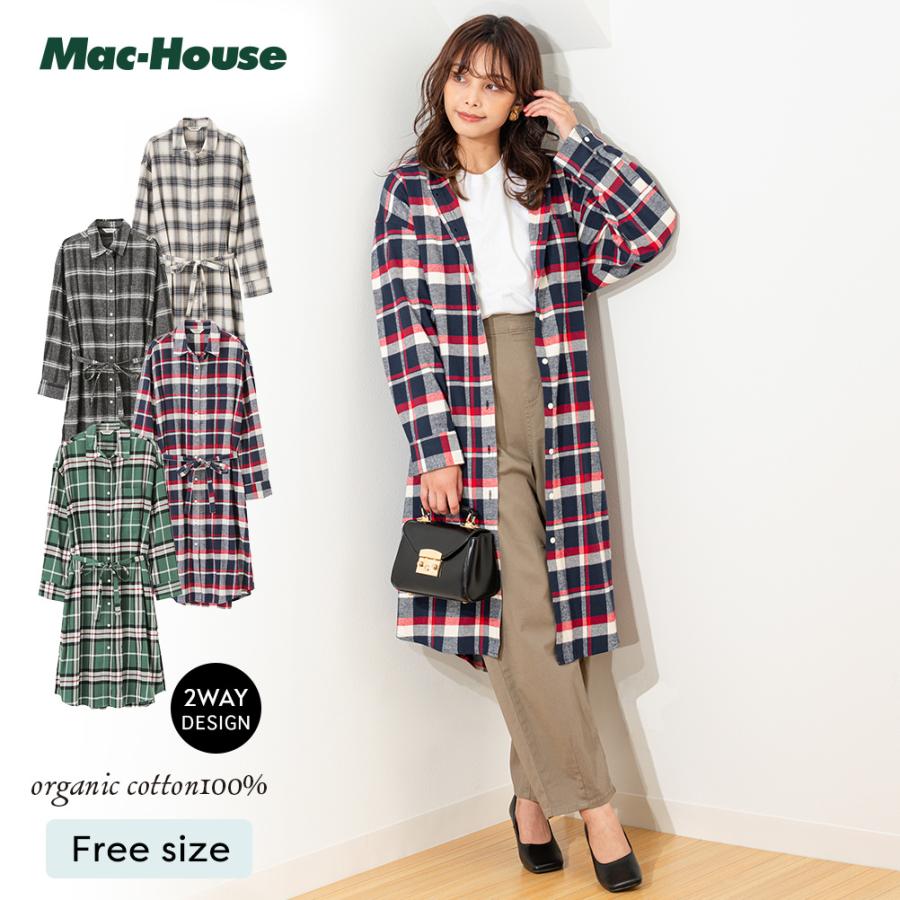 NAVY シャツワンピース 羽織 レディース 綿100％ 2WAY チェック