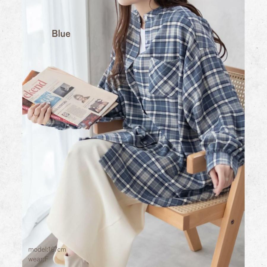 NAVY チュニック シャツ レディース 長袖 綿100％ オーガニック