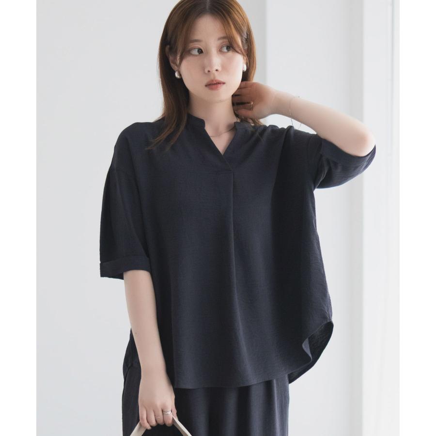 新品 Theory シャツ ブラウス ブラック スキッパー トップス スキッパー シャツ ブラウス レディース 半袖 5分袖 接触冷感 ひんやり
